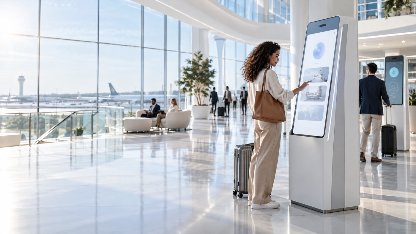 Customer using an AI-led Rolefield Kiosk
